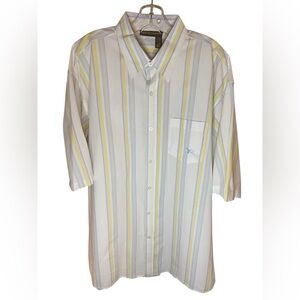 Rocawear men’s Vtg short sleeve button down stripped shirt, 3XL